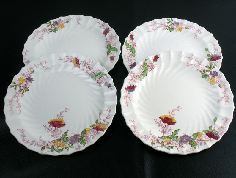 Vintage Copeland Spode Fairy Dell 4 Luncheon Plates