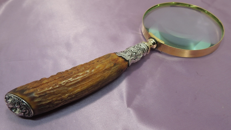 Early Stag Handle with Sterling Mounts Magnifying Glass