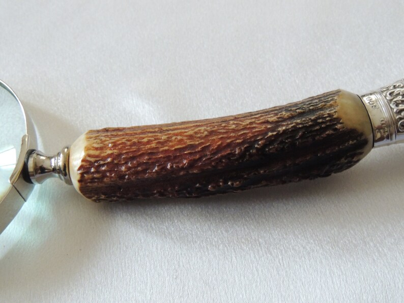 American Stag Handle Magnifying Glass With Silver End Collar.