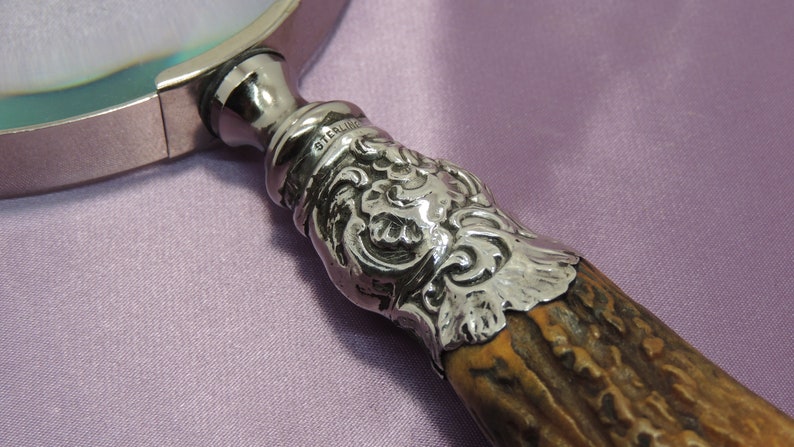 Early Stag Handle with Sterling Silver Mounts Magnifying Glass