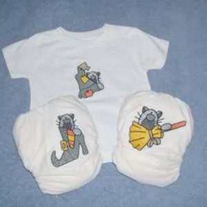 Black Cat/Witch themed Embroidered AIO Diaper Set