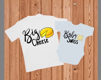 Big Cheese Baby Swiss Semi-Custom SHORT SLEEVE Shirt Set (siblings, parent/child, etc.)
