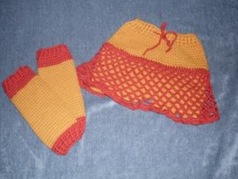 Autumn Harvest Crocheted Wool Skirty set skirt, shirt /& leg warmers