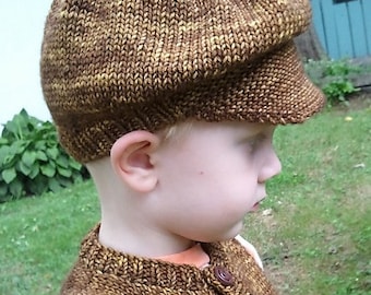 PDF Knitting Pattern--My Childrens' Newsboy Hat