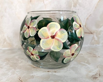 Hand Painted Plumeria Bubble Vase, Hawaiian Floral Vase, Hawaiian Decor, Mother's Day gift for Mom, for wife, for grandma