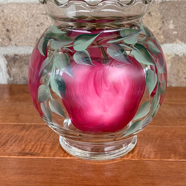 Hand Painted Apple Ivy Bowl, Apple decor, Secret Santa Gift,  Christmas gift for Mom, for wife, for grandma, For Sister, for teacher