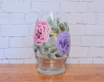 Hand Painted Rose Vase, Floral Table Decor, Summer Floral Vase, Wedding Present, Mother's Day gift for Mom, for wife, for grandma