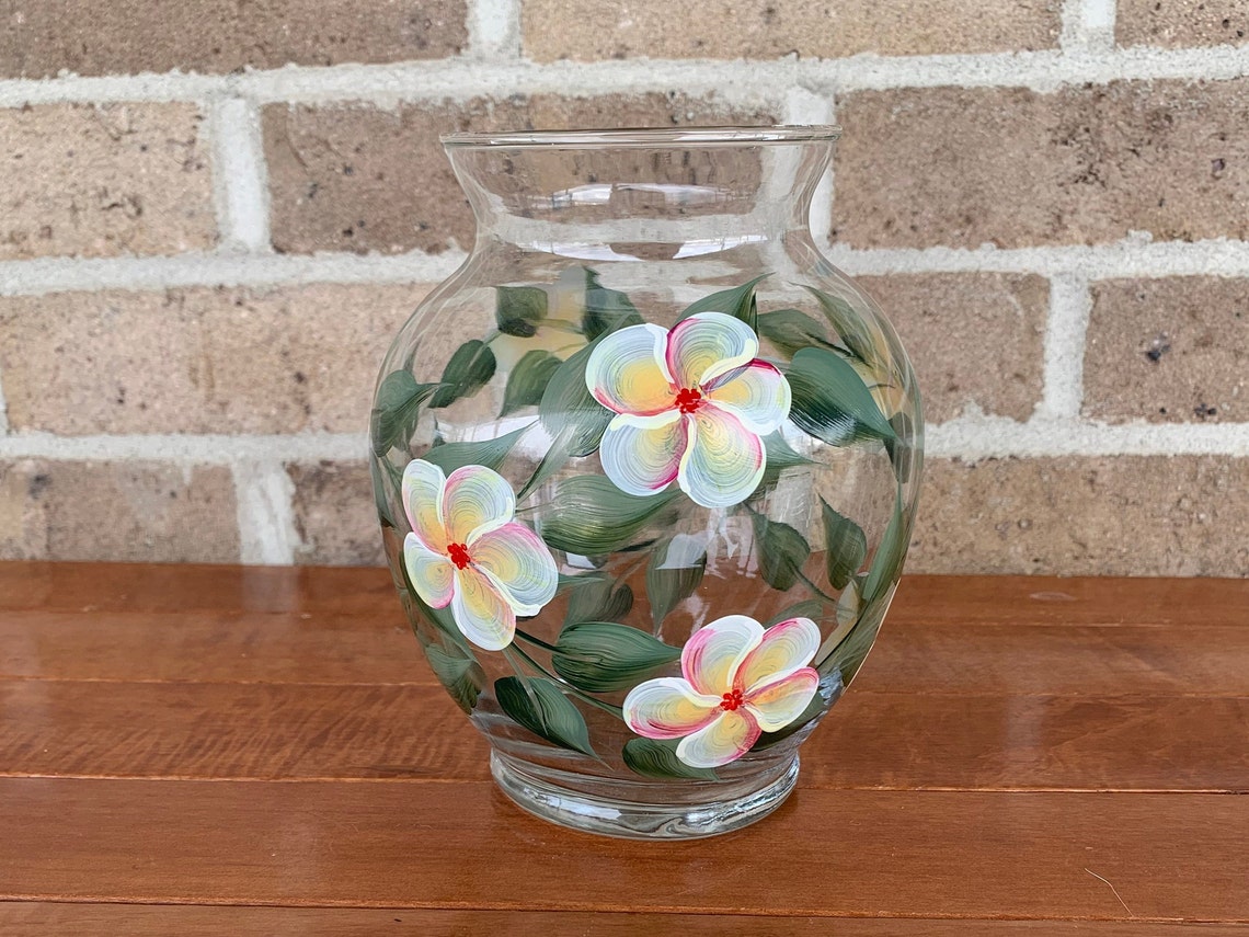 Hand Painted Plumeria Vase Hawaiian Wedding Present Birthday Etsy