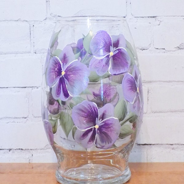 Hand Painted Purple Orchid Vase, Floral Vase, Orchid Gift, Wedding Present, Birthday gift for Mom, for wife, for grandma,