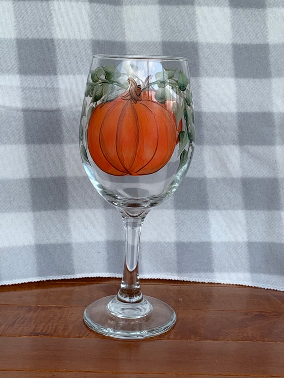 Thanksgiving Pumpkin Painted Wine Glasses
