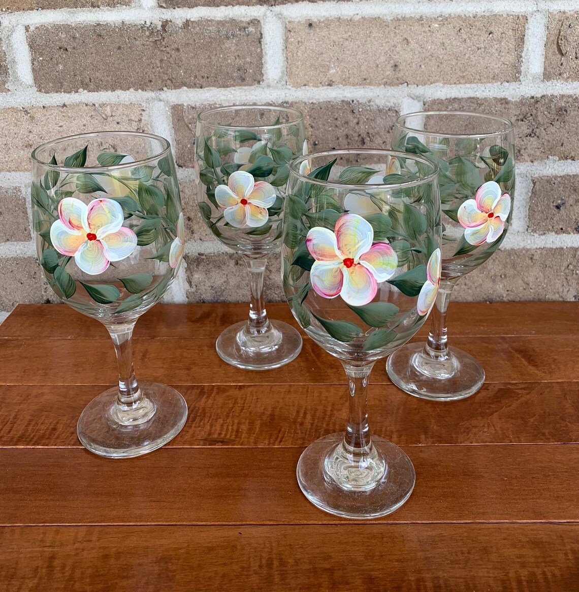 Hand Painted Plumeria Wine Glass Hawaiian wine glass Etsy