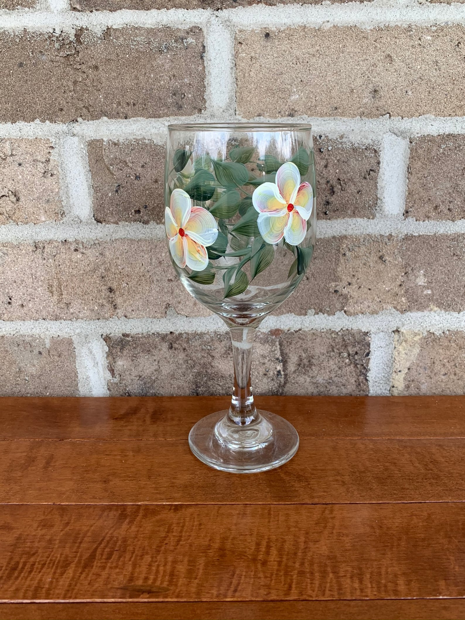 Hand Painted Plumeria Wine Glass Hawaiian wine glass Etsy