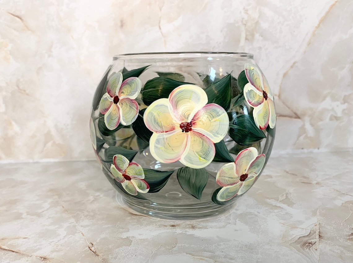 Hand Painted Plumeria Bubble Vase Hawaiian Floral Vase Etsy