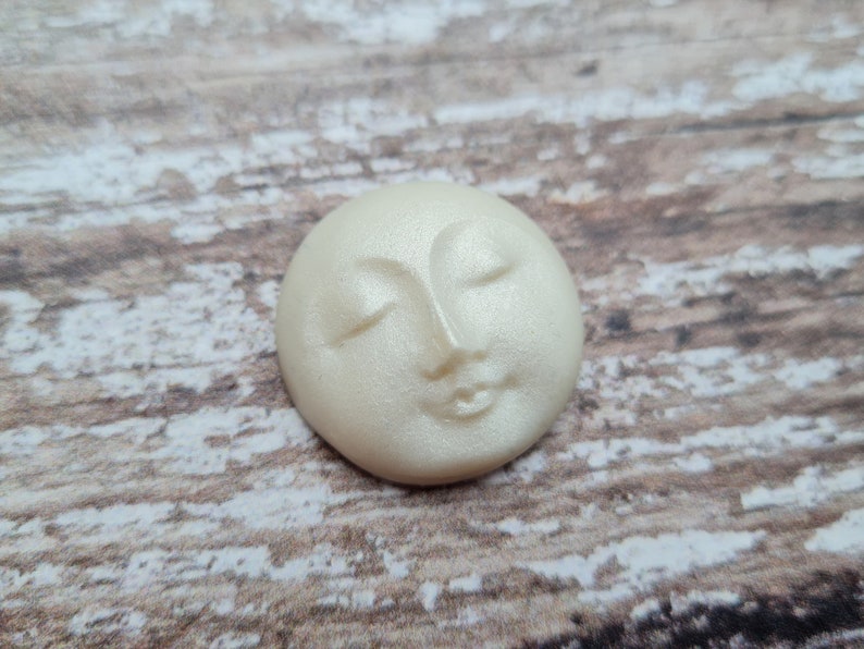 One Pearlescent 25mm Sleeping Moon Goddess Face, Paper Craft Embellishments, Soutache Bead Embezzlement, 3D Decorative Faces image 9