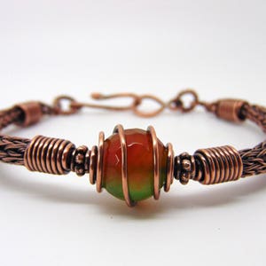 Achat Draht Gewickelt Armband, Viking Knit Armreif, Achat Schmuck