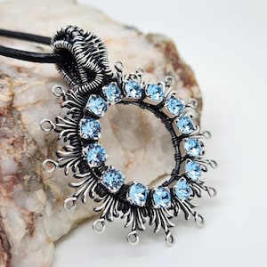 Open Circle Necklace, Crystal Circle Necklace, Wire Wrapped Jewellery, Sunburst Pendant, Karma Necklace, Sentimental Jewellery Gift