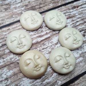 One Pearlescent 25mm Sleeping Moon Goddess Face, Paper Craft Embellishments, Soutache Bead Embezzlement, 3D Decorative Faces image 3