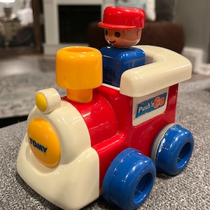 Vintage Train Car Engine 1991 TOMY Push n&#39; Go Toy 90s Toy RARE