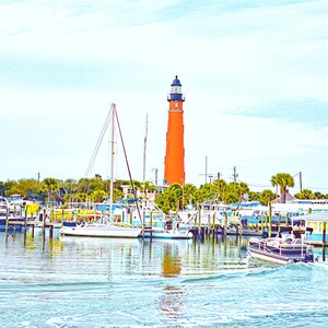 Ponce Inlet Marina Lighthouse Boating on Intracoastal, Florida 8.5x11 Wall Photo Art Print Coastal Decor Gifts Her Him Ocean Water Artwork