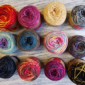 12 Scrap Sock Yarn Mini Cakes 25 Grams Each 300 Grams Each Fingering Wgt Wool #1 free ship