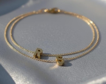 Tiny Gold Initial Bracelet, Personalized Letter Bracelet, Gold Filled Jewelry, Dainty Minimalist Gift for Her, Everyday Bracelet
