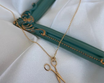 Scissors necklace, Gold Filled necklace, Stylist gift, Hair dresser necklace, Sewing necklace, Original gift