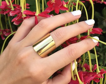 Gold ring, Tube ring, Wide tube ring, Statement ring, Adjustable ring, Silver / Gold / Rose gold ring, Fashion accessories