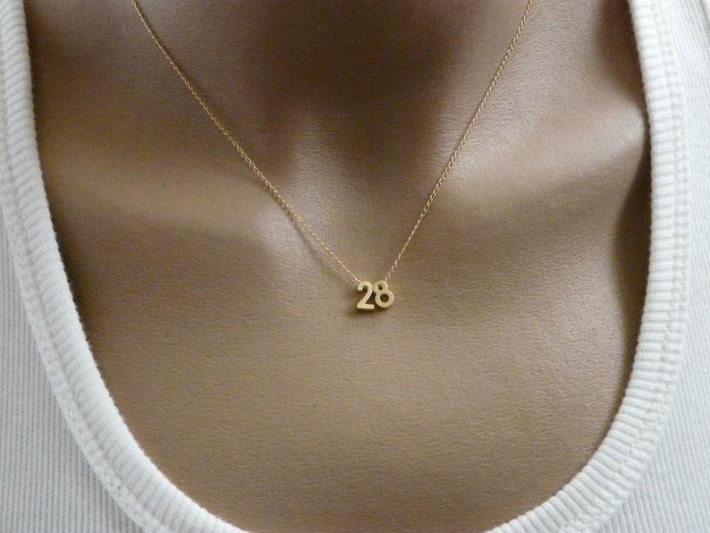 Number necklace, Personalized number necklace, Custom number necklace, Lucky number necklace, Gold number image 4