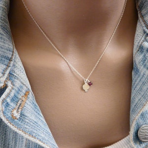 Pomegranate necklace, Garnet necklace, Silver pomegranate necklace, Gold Filled necklace, Simple necklace, Delicate necklace image 3