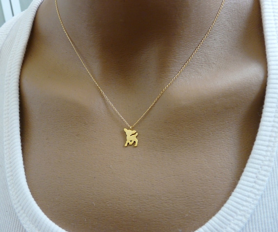 Bambi Necklace Bambi Little Deer Gold Filled Necklace Delicate
