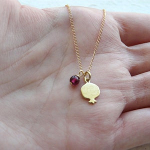 Pomegranate necklace, Garnet necklace, Silver pomegranate necklace, Gold Filled necklace, Simple necklace, Delicate necklace image 4