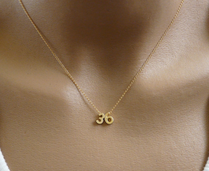 Number necklace, Personalized number necklace, Custom number necklace, Lucky number necklace, Gold number image 1