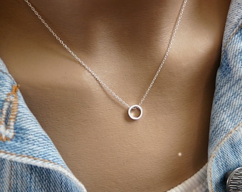 Karma necklace, Circle necklace, Dainty circle necklace, Silver karma necklace, Tiny circle necklace, Delicate silver necklace