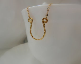 Horseshoe necklace, Gold Filled Horse shoe, Horse shoe pendant, Lucky charm