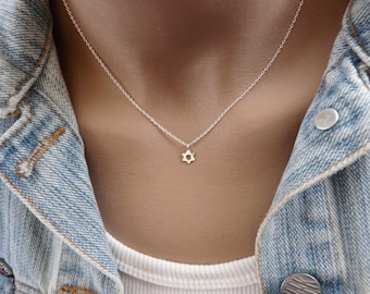 Tiny star of David necklace, Sterling silver necklace, Magen david, Delicate necklace, Minimalist necklace, Tiny star