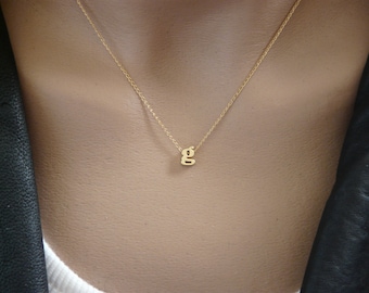 Tiny lowercase Initial Necklace, Gold Letter Personalized Initial necklace, Initial jewelry, Initial pendant, Bridesmaid gift