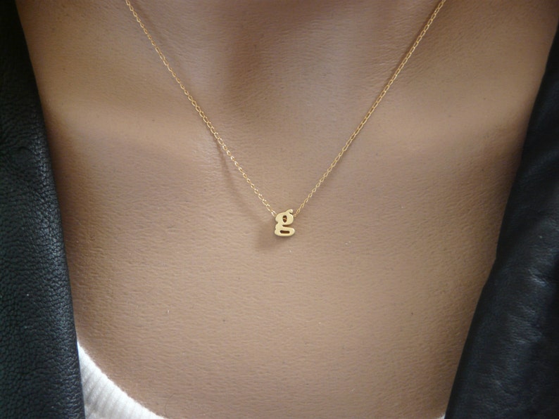 Initial pendant Tiny lowercase Initial Necklace Gold Letter Personalized Initial necklace Bridesmaid gift Initial jewelry