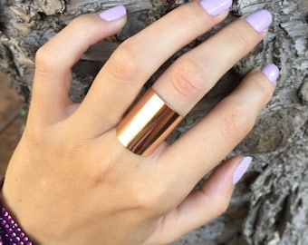 Gold ring, Gold wide ring, Tube ring, Wide tube ring, Statement ring, Adjustable ring, Silver / Gold / Rose gold ring