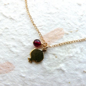 Pomegranate necklace, Garnet necklace, Silver pomegranate necklace, Gold Filled necklace, Simple necklace, Delicate necklace image 5