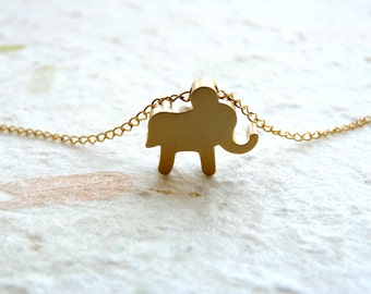 Gold elephant necklace, Tiny elephant necklace, Good luck charm, Animal necklace, Baby elephant necklace, Lucky charm, Kids necklace