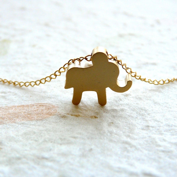 Gold elephant necklace, Tiny elephant necklace, Good luck charm, Animal necklace, Baby elephant necklace, Lucky charm, Kids necklace