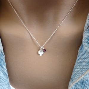 Pomegranate necklace, Garnet necklace, Silver pomegranate necklace, Gold Filled necklace, Simple necklace, Delicate necklace