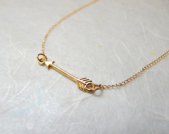 Arrow necklace, Tiny arrow necklace, Gold arrow delicate necklace, 14k gold filled necklace