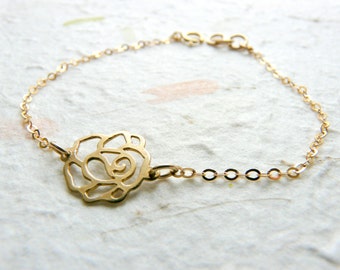 Rose bracelet, Flower bracelet, Gold filled bracelet, dainty bracelet, everyday bracelet