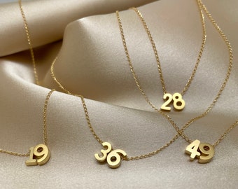 Number Necklace, Gold Number Charm, Personalized Jewelry, Lucky Numbers, Symbolic Jewelry, Customizable, Football Team Number, Age Necklace