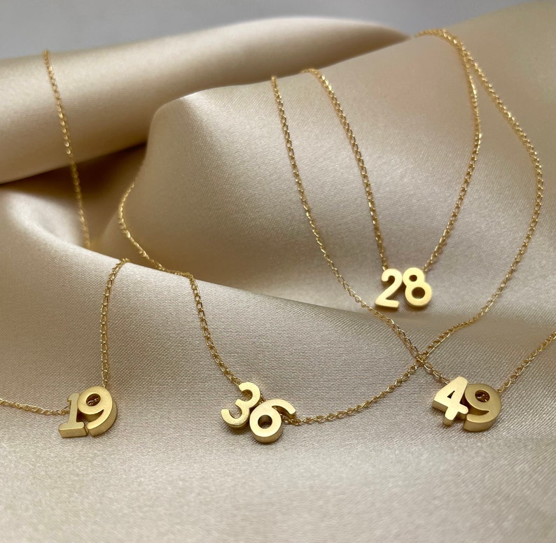 Number necklace, Personalized number necklace, Custom number necklace, Lucky number necklace, Gold number 画像 3