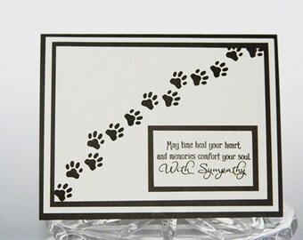 Pet Sympathy Card, Pawprints Loss of Pet Card, Dog Sympathy Card, Cat Sympathy Card