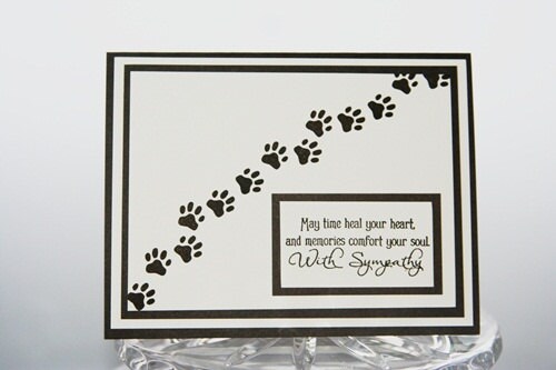 pet sympathy card pawprints loss of pet card sorry for loss of pet card