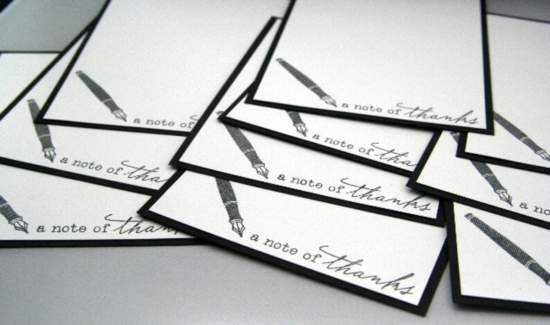 A Note of Thanks Fountain Pen Flat Note Card Set of Ten Thank You Stationery Greeting Card Notes for Teacher