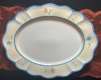 Vintage Lenox Provençal Garden Blossoms Porcelain Serving Platter, Like New, 16”x13”, Spring Floral Scalloped